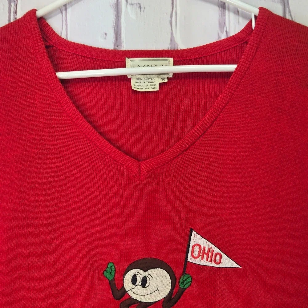 Vintage Lazarus Sweater Vest Red Ohio State Brutus Buckeye NCAA Football Mens 46